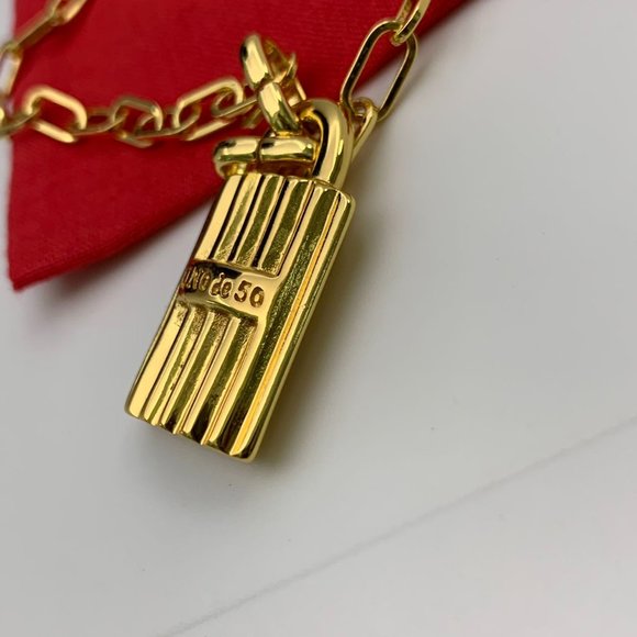 UNO de 50 MAGIC KEY NECKLACE Gold links padlock carabiner clasp - Picture 6 of 9